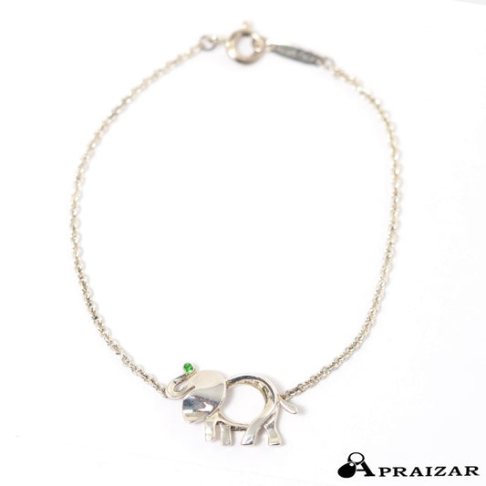 Tiffany & Co. 蒂芙尼 Save the Wild 缎带大象手链 SV925 纯银 沙弗莱石 大象