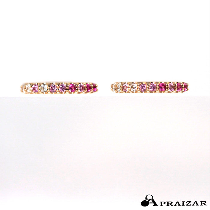 Ponte Vecchio ポンテヴェキオ K18ピンクゴールド ピンクサファイア0.06ct×2 ダイヤ0.01ct×2 フープ ピアス ケース付