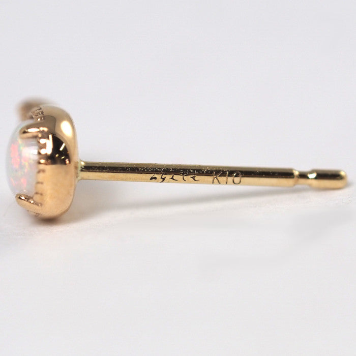 agete アガット K10イエローゴールド オパール ダイヤ0.01ct×2 ピアス シリコンキャッチ社外品