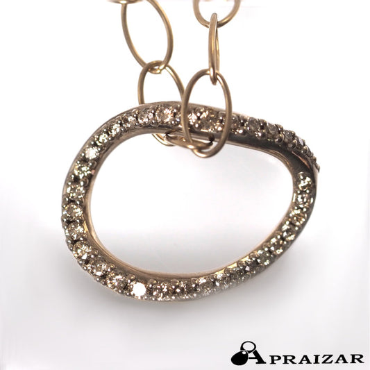 KASHIKEY Marchioness Necklace in 18K Brown Gold with 0.50ct Brown Diamonds, Chain Necklace