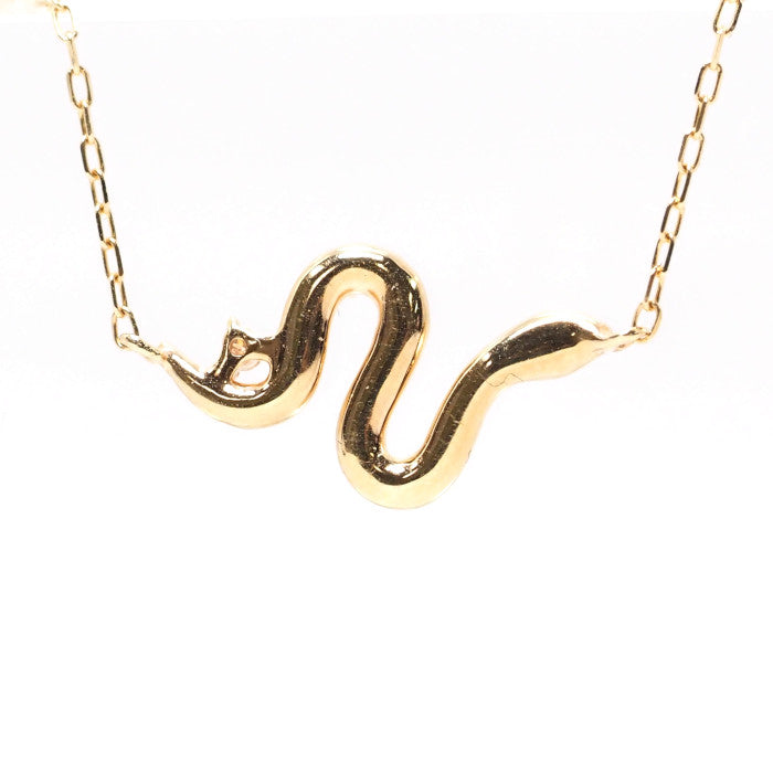 4℃ K10 Yellow Gold Diamond Snake Necklace with Case Zodiac