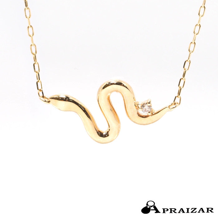 4℃ K10 Yellow Gold Diamond Snake Necklace with Case Zodiac