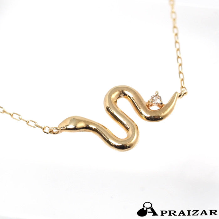 4℃ K10 Yellow Gold Diamond Snake Necklace with Case Zodiac