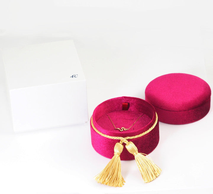 4℃ K10 Yellow Gold Diamond Snake Necklace with Case Zodiac