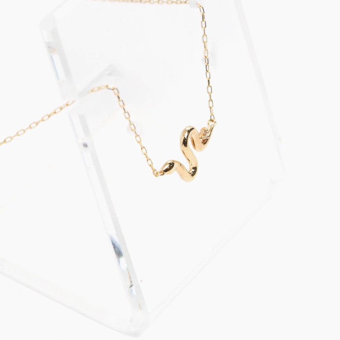 4℃ K10 Yellow Gold Diamond Snake Necklace with Case Zodiac