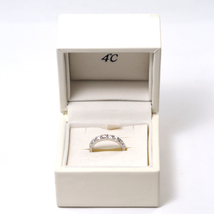 4℃ Pt950 Platinum Diamond Half Eternity Ring Size 8 with Case Elegant