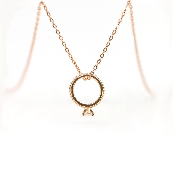 agete K10 Pink Gold 0.03ct Diamond Baby Ring Necklace