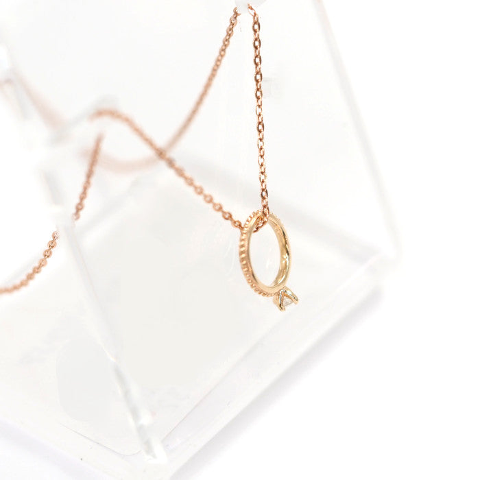 agete K10 Pink Gold 0.03ct Diamond Baby Ring Necklace