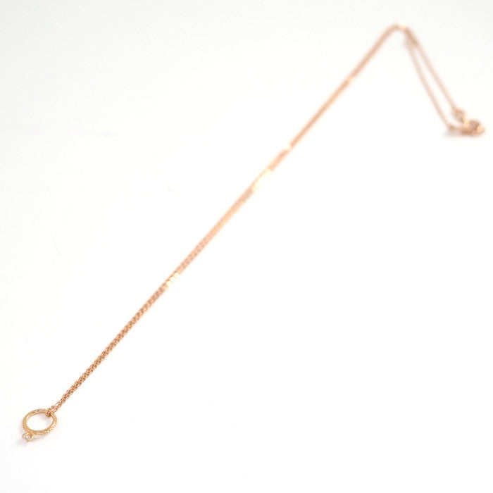 agete K10 Pink Gold 0.03ct Diamond Baby Ring Necklace