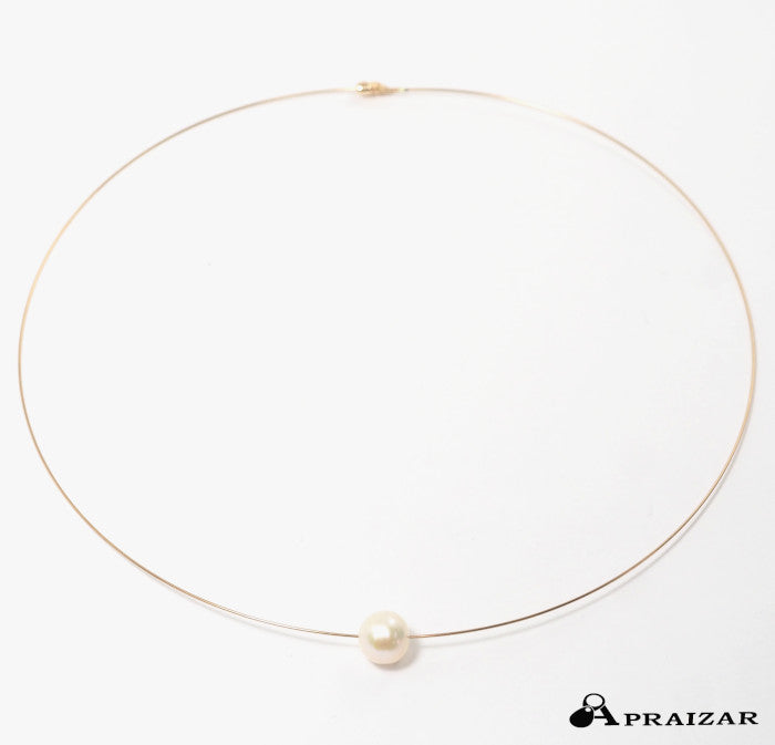 agete K10 Yellow Gold Single Pearl Necklace Choker, Approx. 9.6mm, Wire, for Graduation, Entrance, and Enrollment Ceremonies