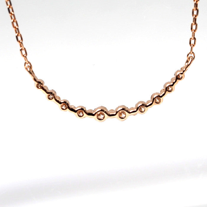 VENDOME AOYAMA K10 Pink Gold Diamond Rille Necklace Elegant Simple With Case