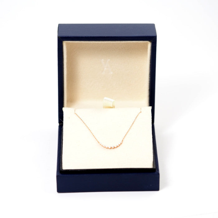 VENDOME AOYAMA K10 Pink Gold Diamond Rille Necklace Elegant Simple With Case