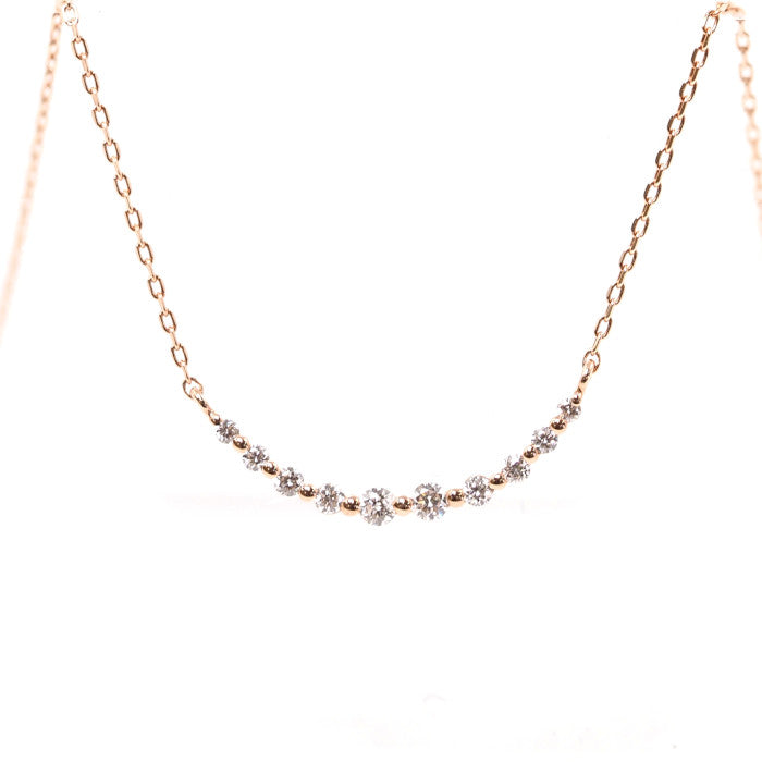 VENDOME AOYAMA K10 Pink Gold Diamond Rille Necklace Elegant Simple With Case