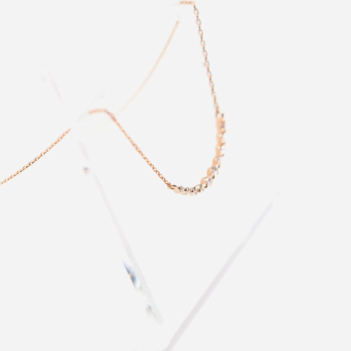 VENDOME AOYAMA K10 Pink Gold Diamond Rille Necklace Elegant Simple With Case