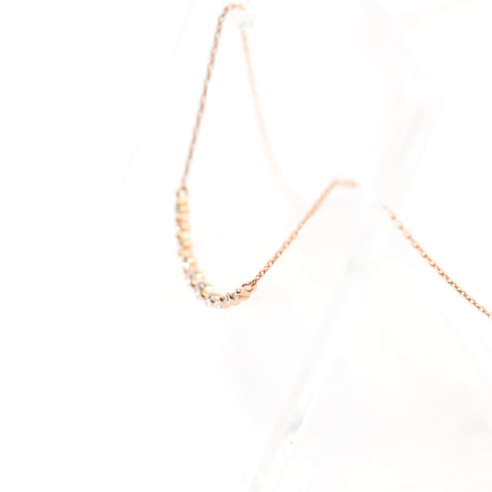 VENDOME AOYAMA K10 Pink Gold Diamond Rille Necklace Elegant Simple With Case