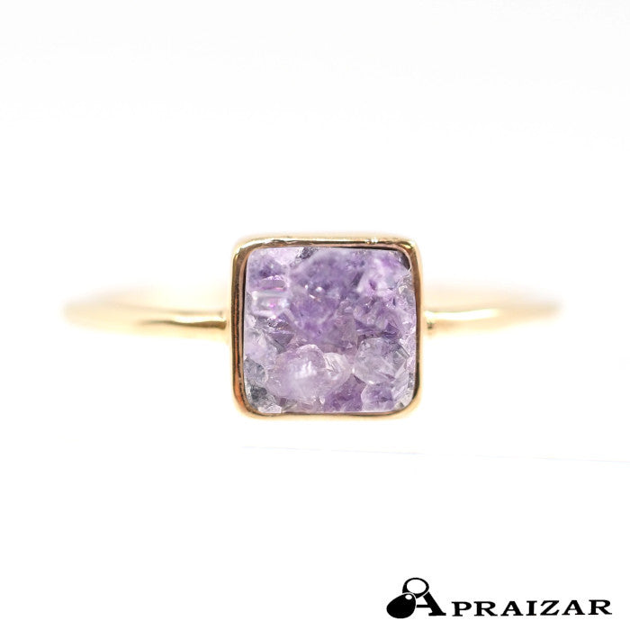 agete K10 Yellow Gold Amethyst Ring, Size 11, Natural Stone, Purple