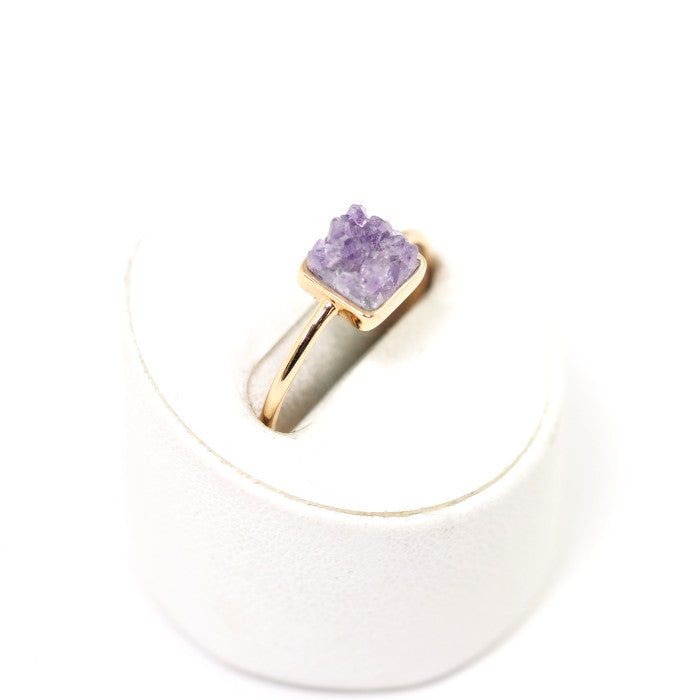 agete K10 Yellow Gold Amethyst Ring, Size 11, Natural Stone, Purple