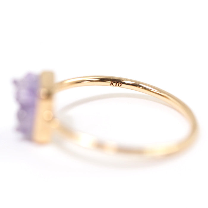 agete K10 Yellow Gold Amethyst Ring, Size 11, Natural Stone, Purple