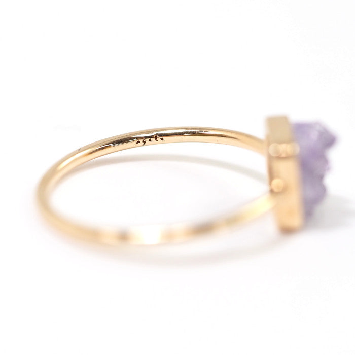 agete K10 Yellow Gold Amethyst Ring, Size 11, Natural Stone, Purple