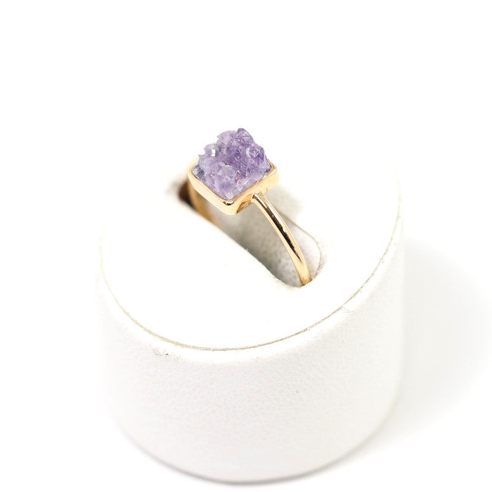 agete K10 Yellow Gold Amethyst Ring, Size 11, Natural Stone, Purple