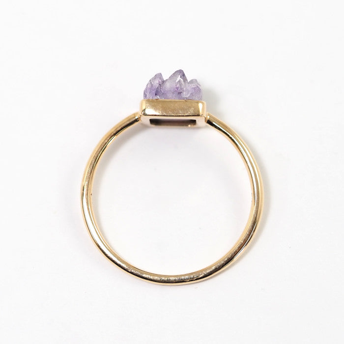 agete K10 Yellow Gold Amethyst Ring, Size 11, Natural Stone, Purple