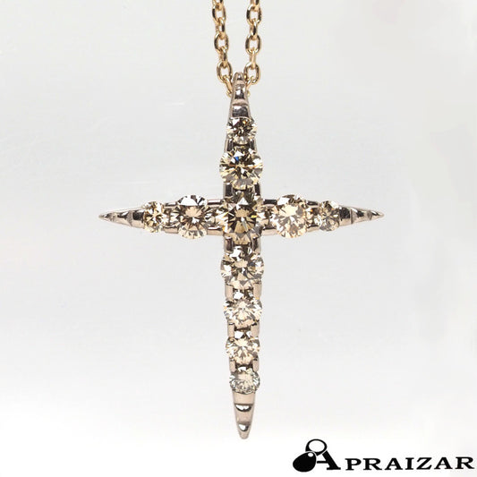 KASHIKEY カシケイ NAKID ネイキッド クロス K18ブラウンゴールド ダイヤ0.70ct ネックレス