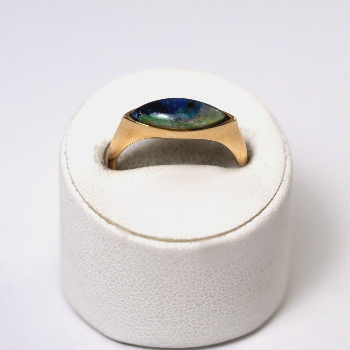 STAR JEWELRY K10 Yellow Gold Colored Stone Ring Size 9 Blue/Green