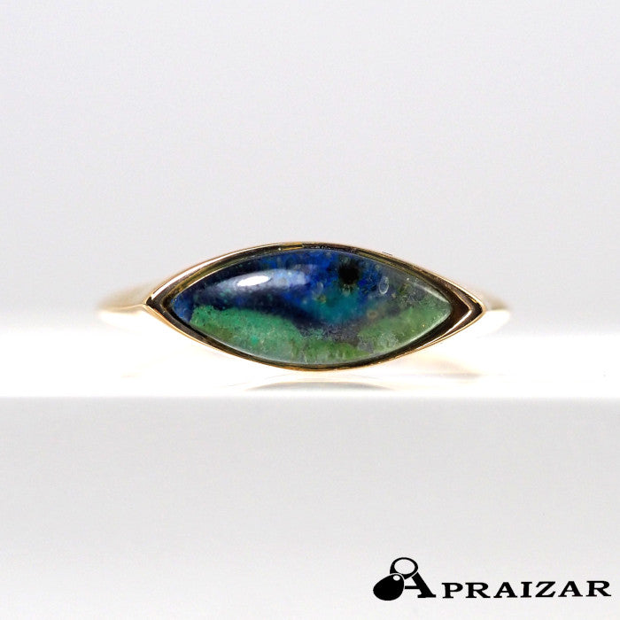 STAR JEWELRY K10 Yellow Gold Colored Stone Ring Size 9 Blue/Green