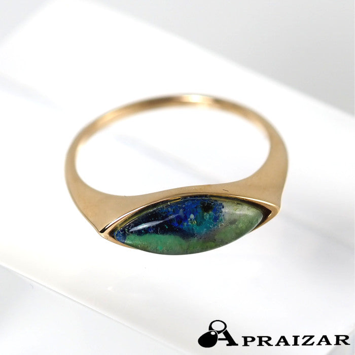 STAR JEWELRY K10 Yellow Gold Colored Stone Ring Size 9 Blue/Green