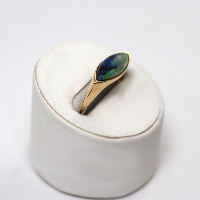 STAR JEWELRY K10 Yellow Gold Colored Stone Ring Size 9 Blue/Green