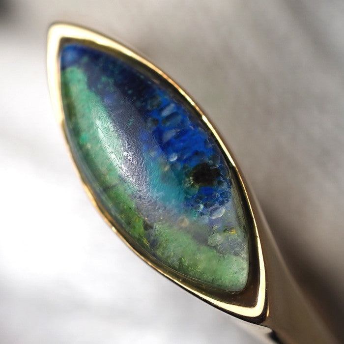 STAR JEWELRY K10 Yellow Gold Colored Stone Ring Size 9 Blue/Green