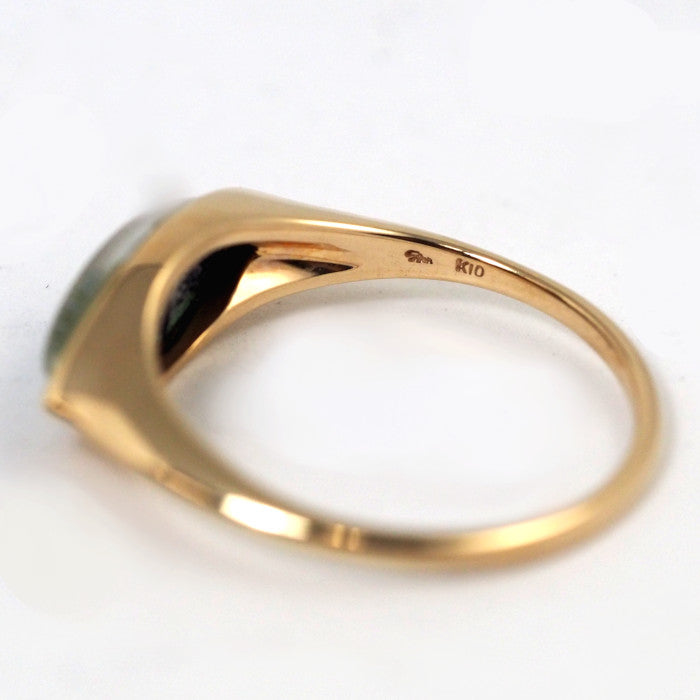 STAR JEWELRY K10 Yellow Gold Colored Stone Ring Size 9 Blue/Green