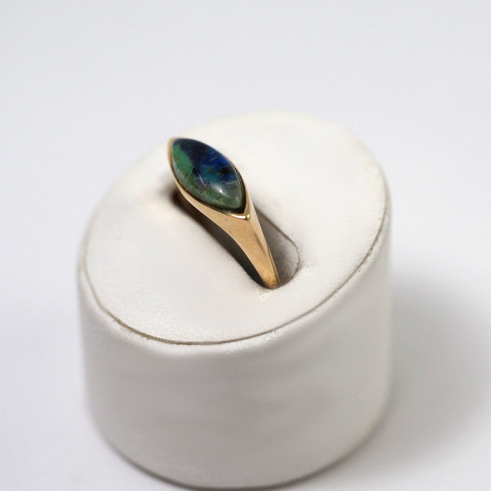 STAR JEWELRY K10 Yellow Gold Colored Stone Ring Size 9 Blue/Green