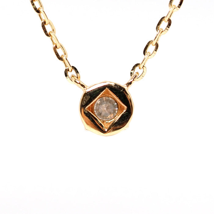 agete K10 Yellow Gold Single Diamond 0.03ct Necklace, Simple and Elegant