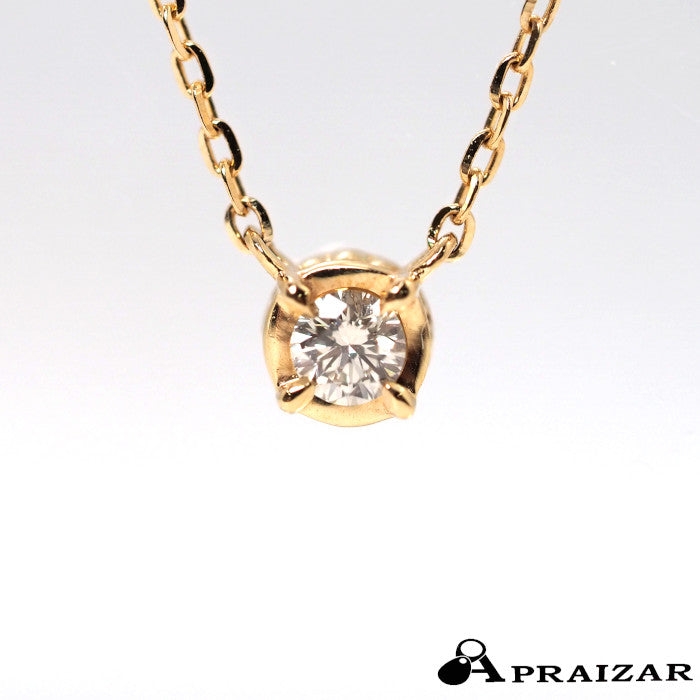 agete K10 Yellow Gold Single Diamond 0.03ct Necklace, Simple and Elegant