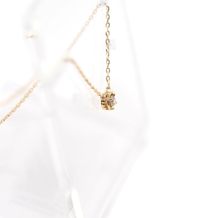 agete K10 Yellow Gold Single Diamond 0.03ct Necklace, Simple and Elegant