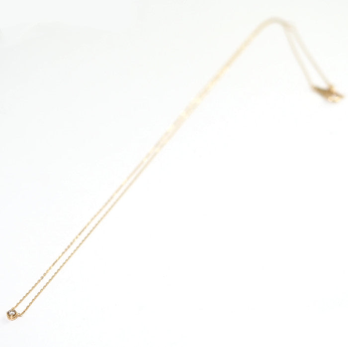 agete K10 Yellow Gold Single Diamond 0.03ct Necklace, Simple and Elegant