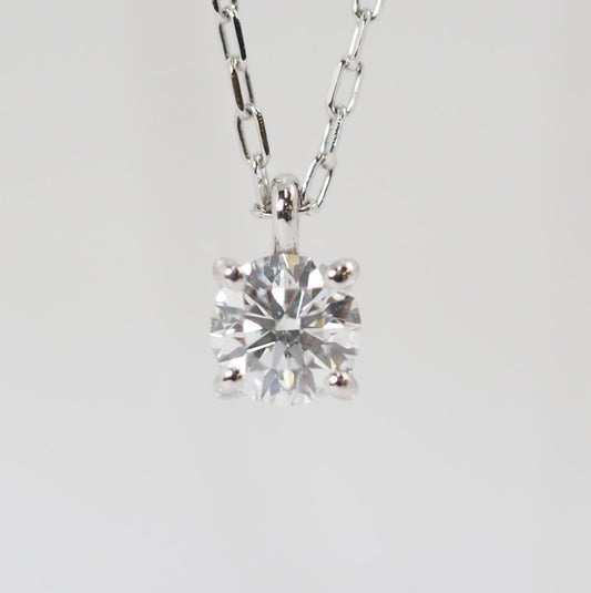 4℃ Pt850 1 diamond 0.182ct F-SI2-EX necklace with certificate of authenticity, warranty, and case